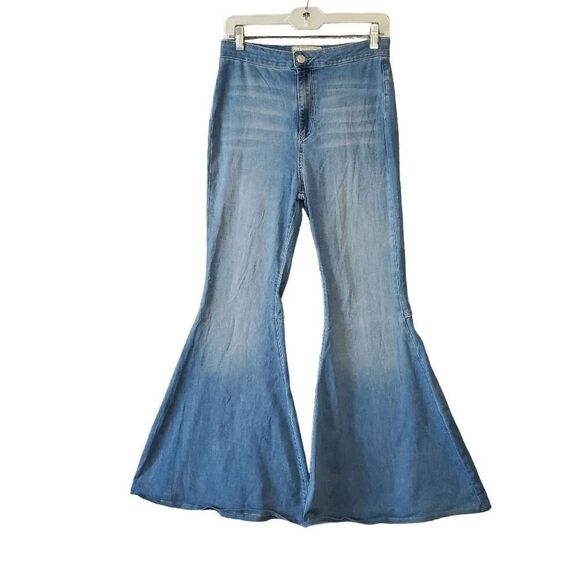 Free People Denim - Free People Women's Wide Leg Flare High Rise Flat Front Jeans 29R